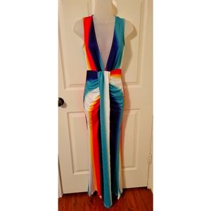Plunging Neck Maxi Dress